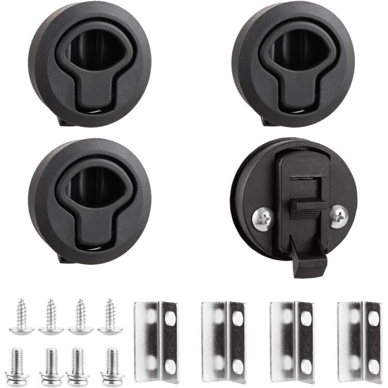 Set mit 4 schwarzen Zugriegeln. Kunststoff-Zugriegel für Möbel. Druckriegel für Wohnmobile, Boote, Wohnwagen, Schubladen und Möbel.