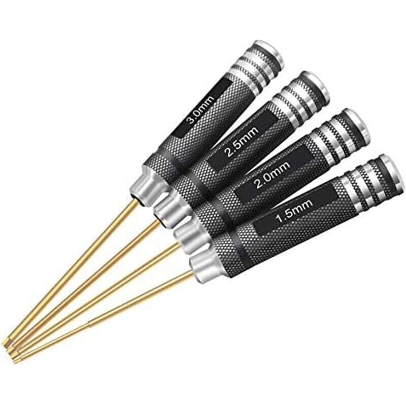 Set mit 4 Sechskantschraubendrehern (1,5 mm, 2,0 mm, 2,5 mm, 3,0 mm), Werkzeugset für mehrachsige FPV-Renndrohnen, RC-Quadrocopter, Hubschrauber und