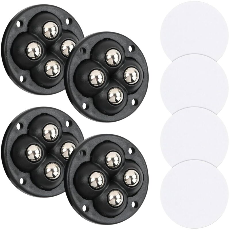 Set mit 4 selbstklebenden Stahlrollen für kleine Möbel und Küchengeräte, Mini-Flachräder