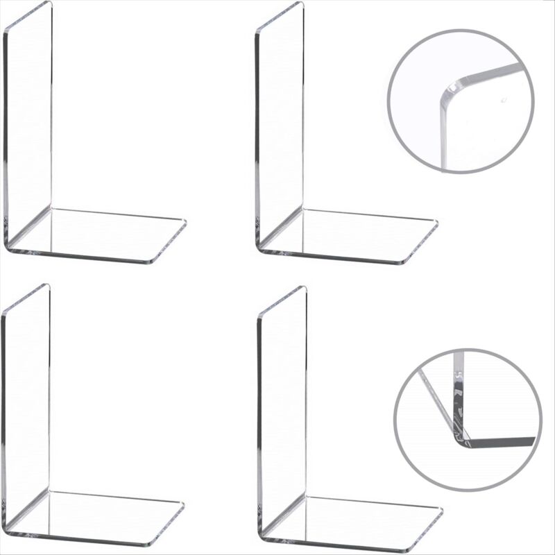 Set mit 4 transparenten Acryl-Buchstützen mit Anti-Rutsch-Aufklebern für Schlafzimmer, Bibliothek, Büro, Schule und Arbeitszimmer (2 Paare)