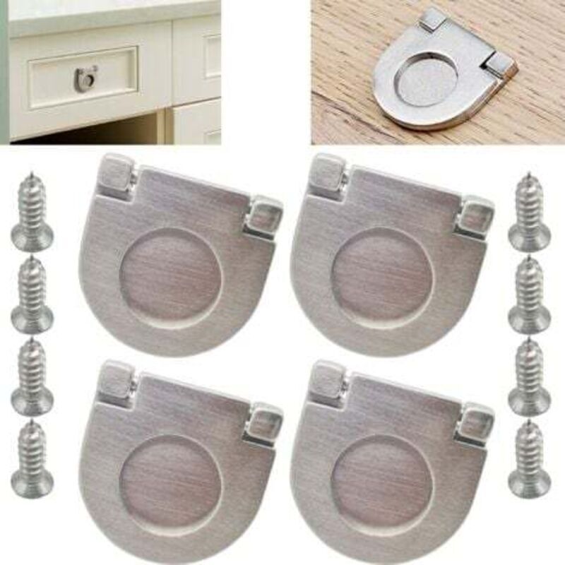 Set mit 4 unsichtbaren Edelstahlgriffen, Zubehör für Schubladen, Schränke und Kleiderschränke – inklusive Schrauben (35 mm), Griffe für Küchenmöbel,