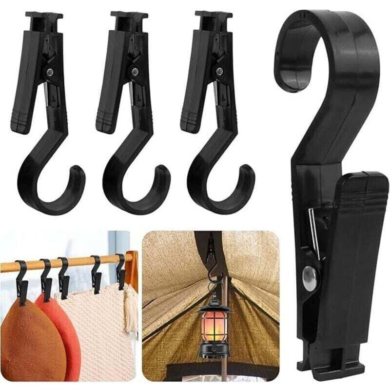 Set mit 4 Zeltclips, Lampenhaken, Stiefelclips, Klemmhaken, Zelt, Zelt, Zelt, Handtücher, Haken, Mehrzweckclips, Campingausrüstung für Lampen, zum