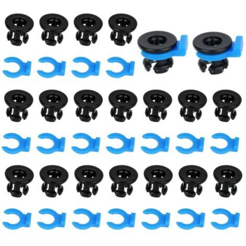 Set mit 40 Bowdenzugschellen und -klemmen, blaue und schwarze Kunststoff-Klauenklemmen, 4 mm Außendurchmesser-Anschlüsse für 3D-Druckerzubehör