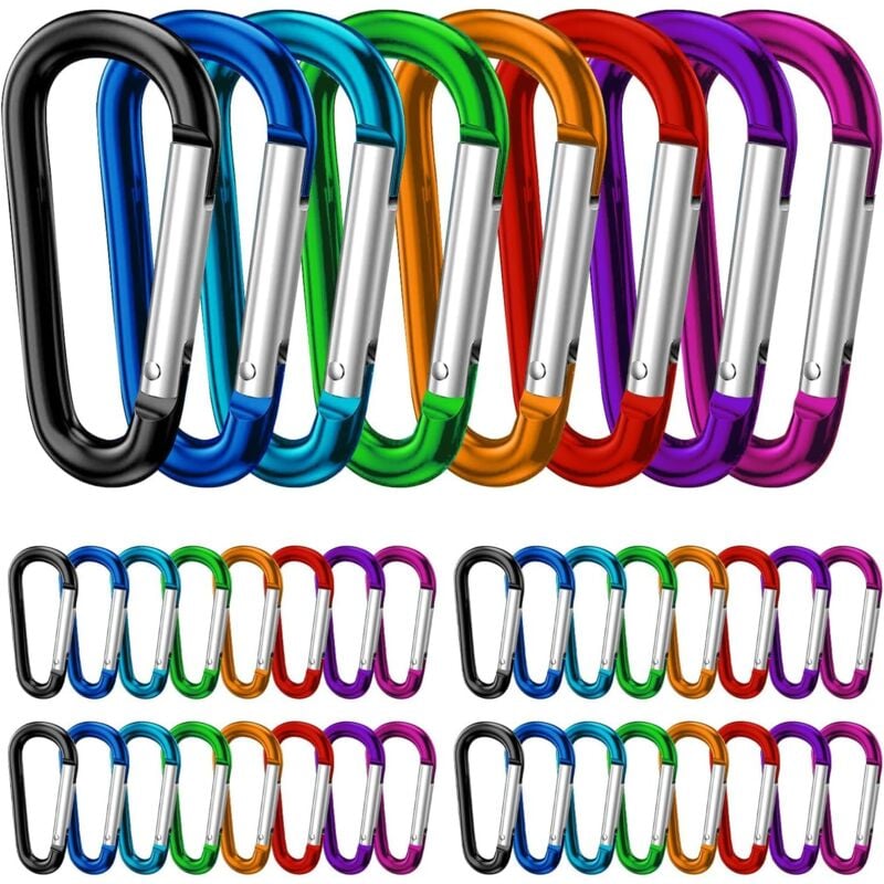 Set mit 40 farbenfrohen Karabinern, Schlüsselanhängern, 40 x 4 mm, kleine Karabiner mit Federhaken, für Rucksäcke, Hundeleinen, Camping, Angeln,