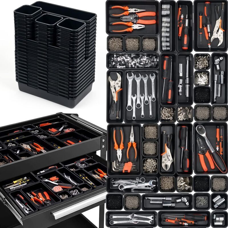 Set mit 45 Werkzeugkästen/Schubladenboxen aus Kunststoff für Schrauben, Heimwerkerprojekte, Werkstattwagen, Werkbankaufbewahrung und -organisation,