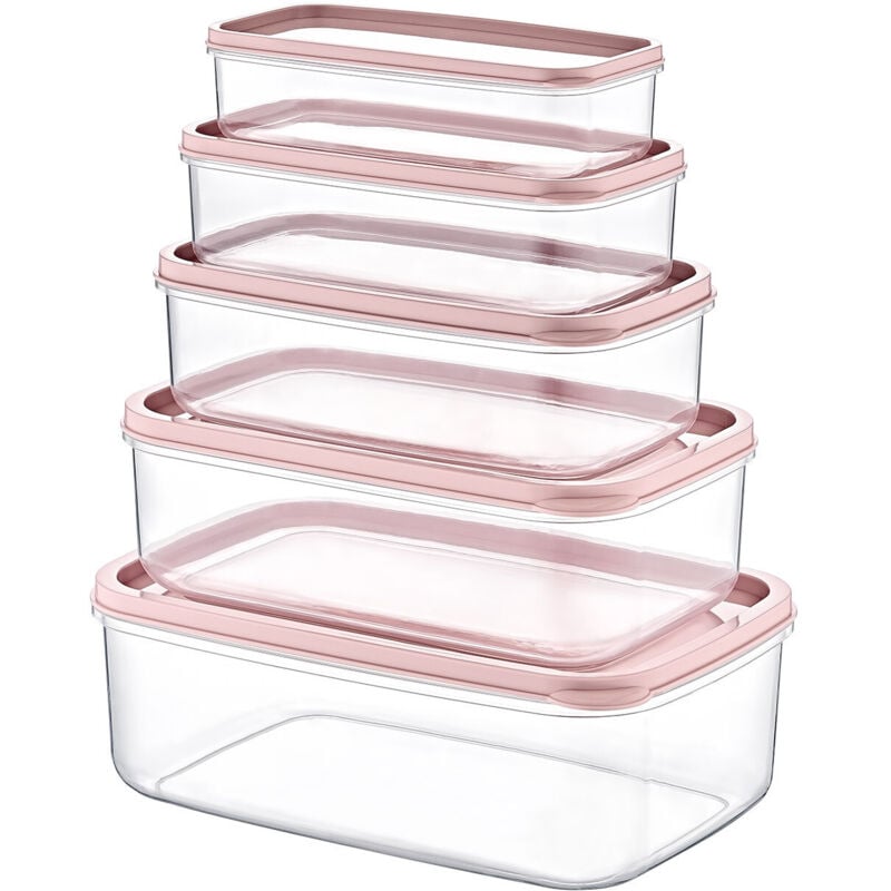 7house - Set mit 5 rechteckigen luftdichten Lebensmittelbehältern von