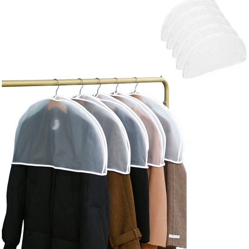 Set mit 5 Schulterüberzügen für Kleidung, Schutzhüllen für Kleidung, Staubschutzhüllen für Kleidung, Jacken, Kleider und Kleidungsstücke, 60x30cm