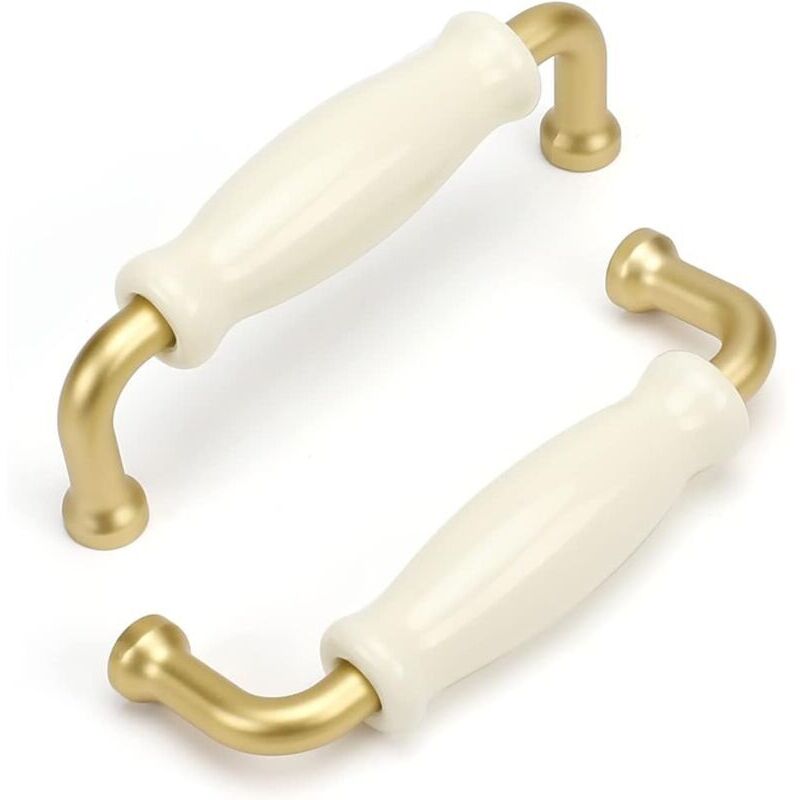 Set mit 5 Vintage-Möbelgriffen, Kommodengriffen, Küchenschrankgriffen, Vintage-Griffen, weißen Griffen, Schrankgriffen