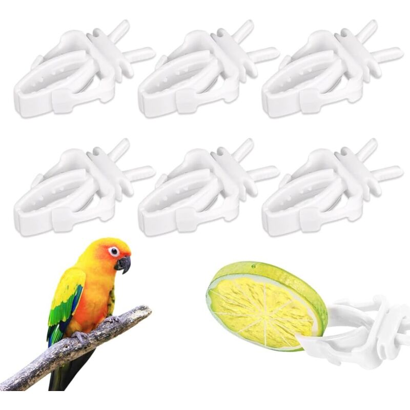 Set mit 6 Futterclips für Wellensittiche, Obst- und Gemüseclips für Papageien, Kunststoffzubehör für Vogelkäfige (Für Wellensittiche,