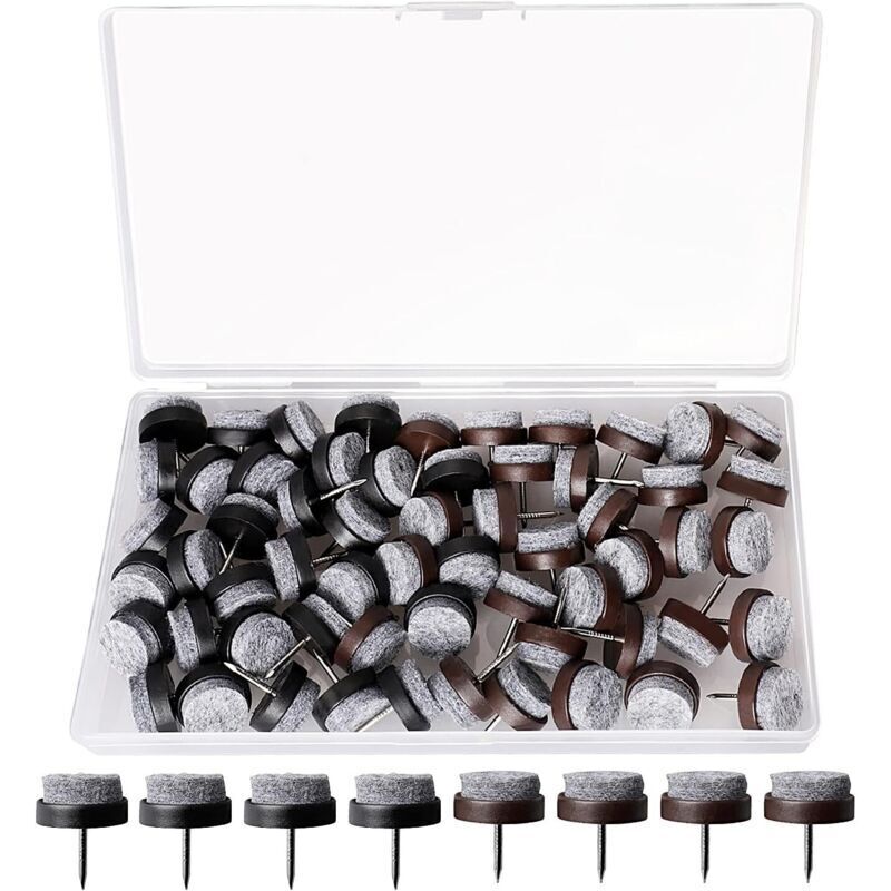 Set mit 60 Möbelgleitern, 20 mm Nagelgleiter für Stühle, runde Filzgleiter für Stühle, einfache Montage zum Schutz von Tisch-, Stuhl-, Möbel- und