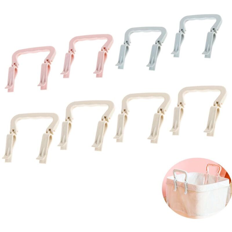 Set mit 8 Abfalleimerclips mit Griffen, rutschfest, für Müllsäcke, Kartons, Büro, unter dem Schreibtisch, Spüle, Schrank