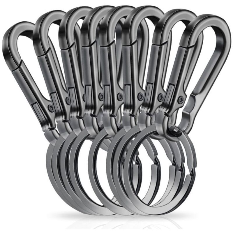 Set mit 8 Karabiner-Schlüsselanhängern, Metall-Schlüsselanhänger für Herren, für Rucksäcke, Reisen, Camping, abnehmbar, für Autoschlüssel.