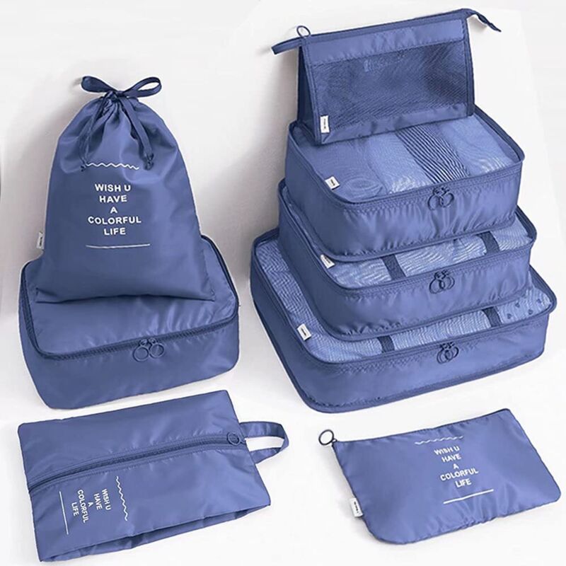 Set mit 8 Packwürfeln für Koffer, Reiseorganizer, leichte und wasserdichte Aufbewahrungstasche, ideal für Toilettenartikel, Kosmetik, Kleidung und