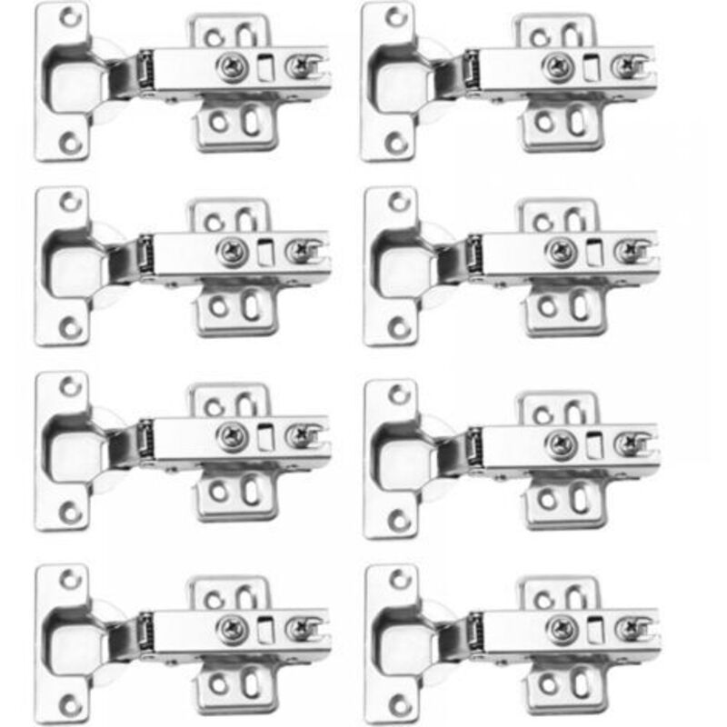 Set mit 8 Scharnieren für Küchen-, Schlafzimmer-, Esszimmer-, Schlafzimmer-, Esszimmerschränke - Soft-Close - Gebogene Türscharniere mit Schrauben