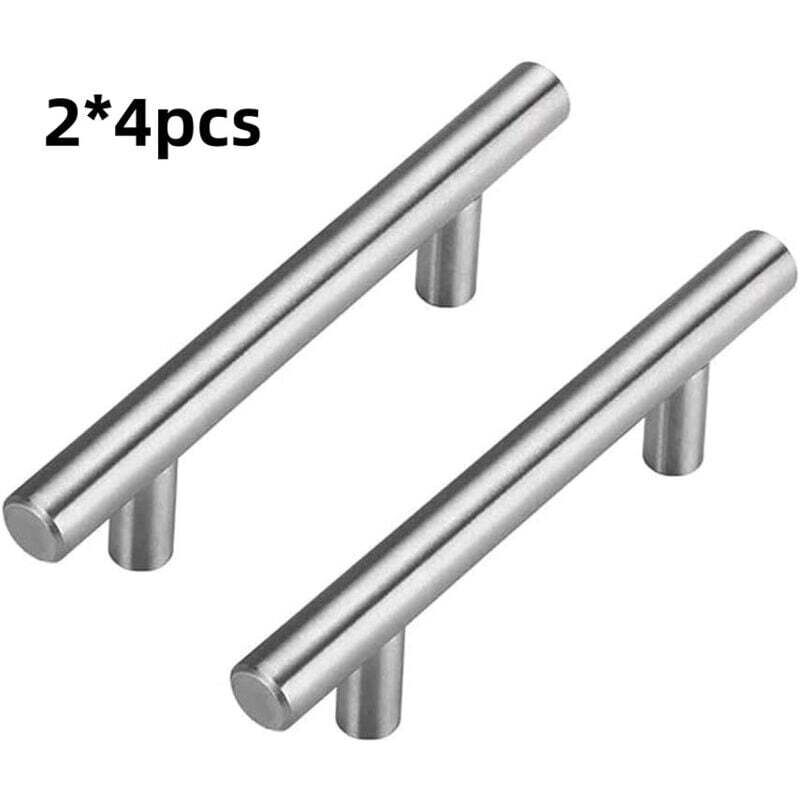 Set mit 8 Türgriffen aus Edelstahl (220 x 10 x 32 mm), Schubladengriffe für Küchenmöbel, 160 mm Lochabstand