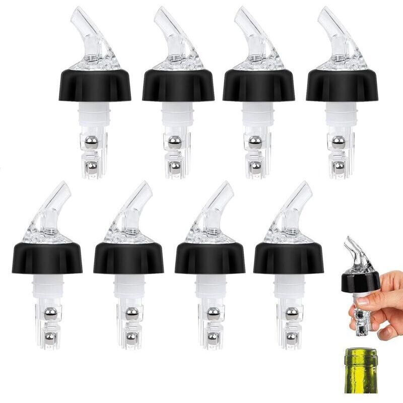 Set mit 8 Weinausgießern (3 cl), Messgläsern/Ölausgießern, Ausgießern für Wein, Alkohol, Cocktails, Spirituosen und Öle (transparent)