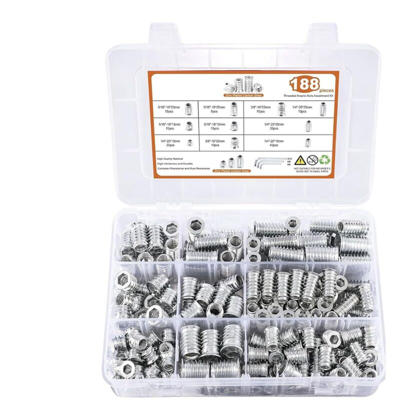 Set mit Sechskantmuttern, Set mit verschiedenen Muttern für Holzmöbel, Haushaltswaren, Befestigungselemente mit Sechskantschlüssel zur Montage von