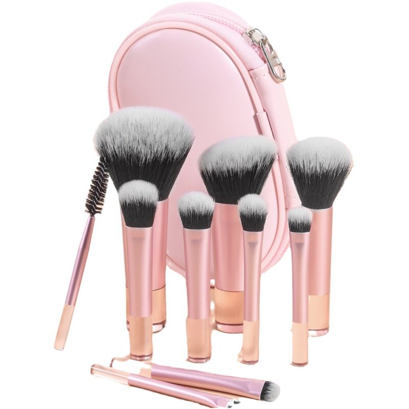 Set mit zehn minimalistisch designten Reise-Make-up-Pinseln inklusive Aufbewahrungsetui – Beauty-Accessoires für Beauty-Liebhaber