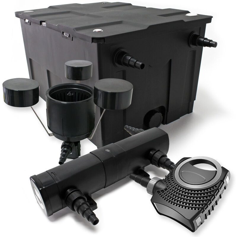 Wiltec Komplettset: CBF-550 Teichfilter bis 60000 L Teichfilteranlage als Durchlauffilter, NEO10000 Teichpumpe 10000l/h 80W, CUV-236 Teichklärer UVC