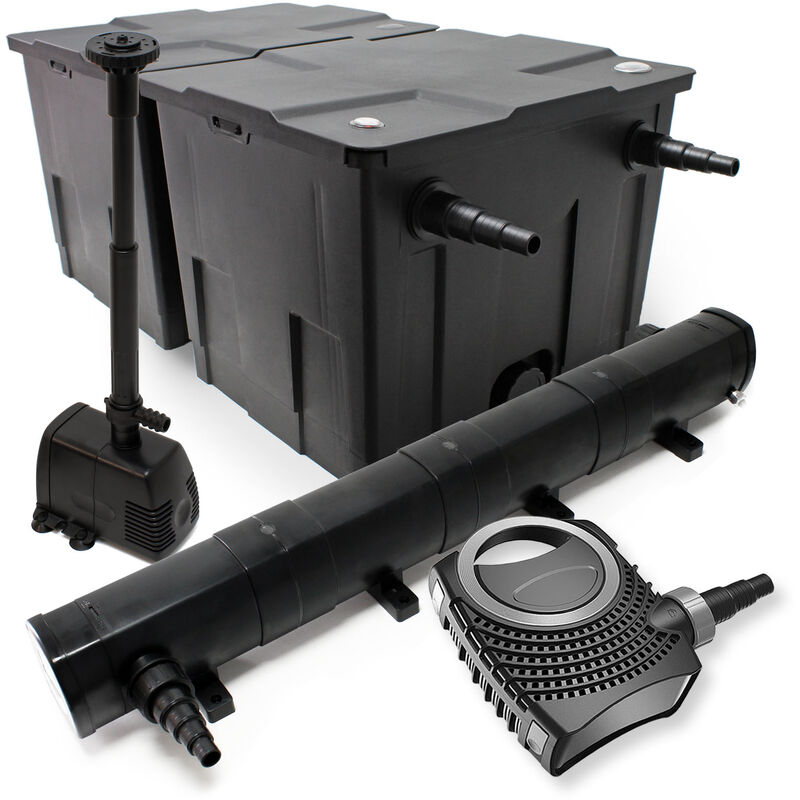 Wiltec - Komplettset: CBF-350B Teichfilter bis 60000 l Teichfilteranlage Durchlauffilter, NEO10000 Teichpumpe 10000l/h 80W, CUV-272 Teichklärer uvc