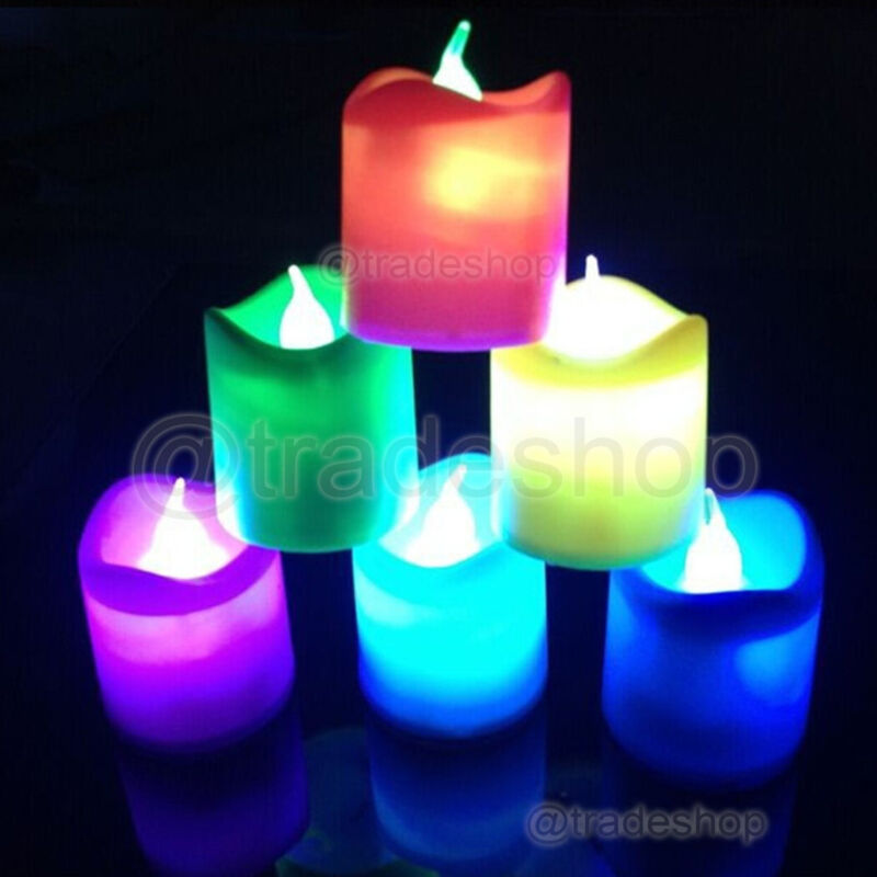Trade Shop - SET 24 STK RGB LED KERZEN KERZEN TISCHLAMPE HOME OFFICE FARBTHERAPIE -