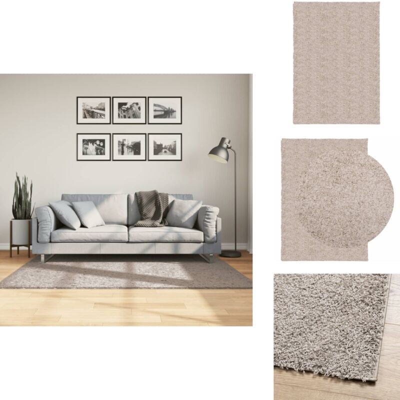 Shaggy-Teppich pamplona Hochflor Modern Beige 120x170 cm - Shaggy Teppich - Flauschiger Teppich - Wohnzimmer Teppich - Schlafzimmer Teppich - Flur