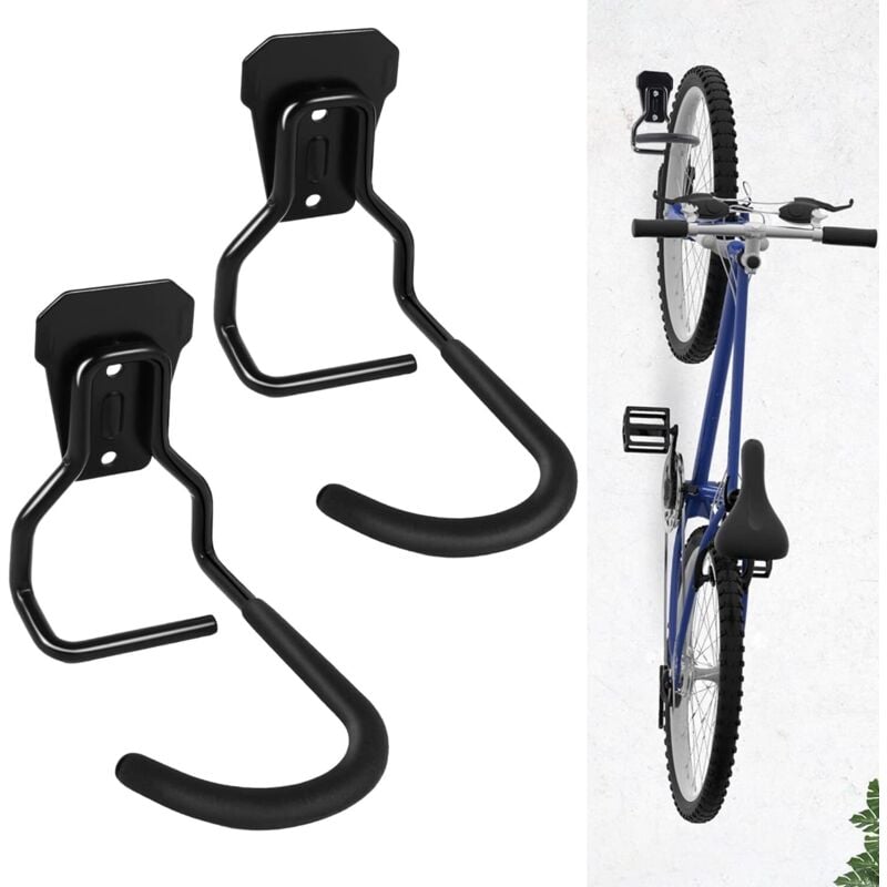 Shining House - 2er-Pack vertikale Fahrradhaken für Fahrradträger, Fahrradträger, robuster Aufbewahrungsständer für zu Hause, Wand-Kleiderständer,