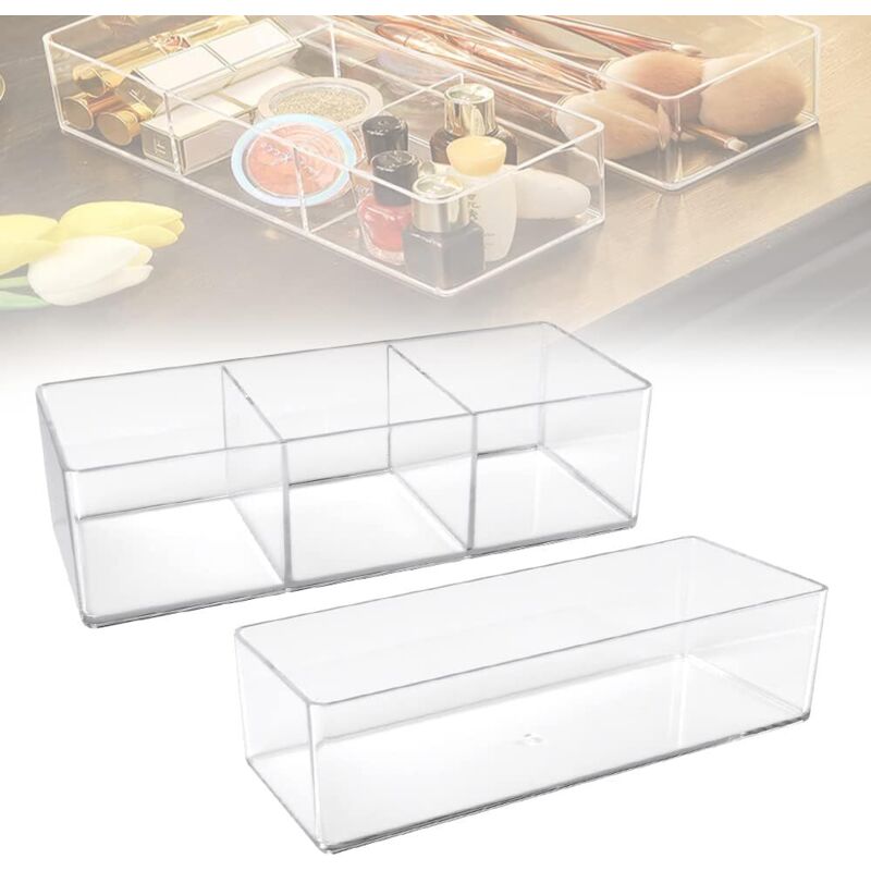 Shining House - 2er-Set Make-up-Organizer, Schubladen-Organizer, Schreibtisch-Make-up-Aufbewahrungsbox, Badezimmer-Aufbewahrung, stapelbarer