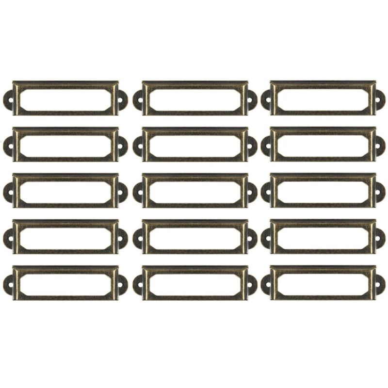 50 Stück Metall-Etikettenhalter für Möbel, Schubladen, Schränke, Etiketten für Schreibtisch, Bücherregal, Bücherregal, Regale, Bronze - Shining House