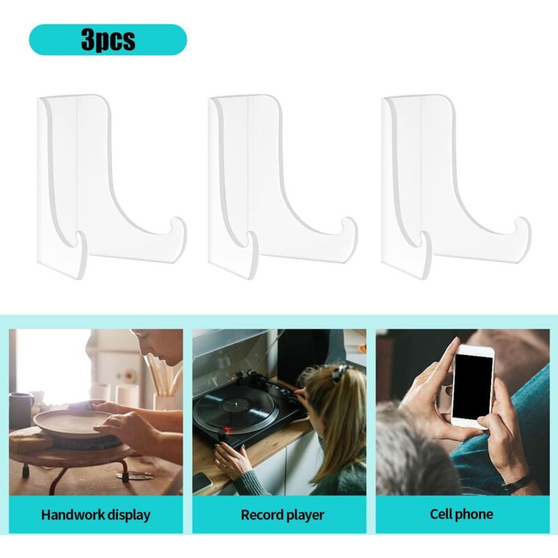 Shining House - Acryl-Wand-Vinyl-Regal, 3 Stück transparente Wand-Vinyl-Halterung