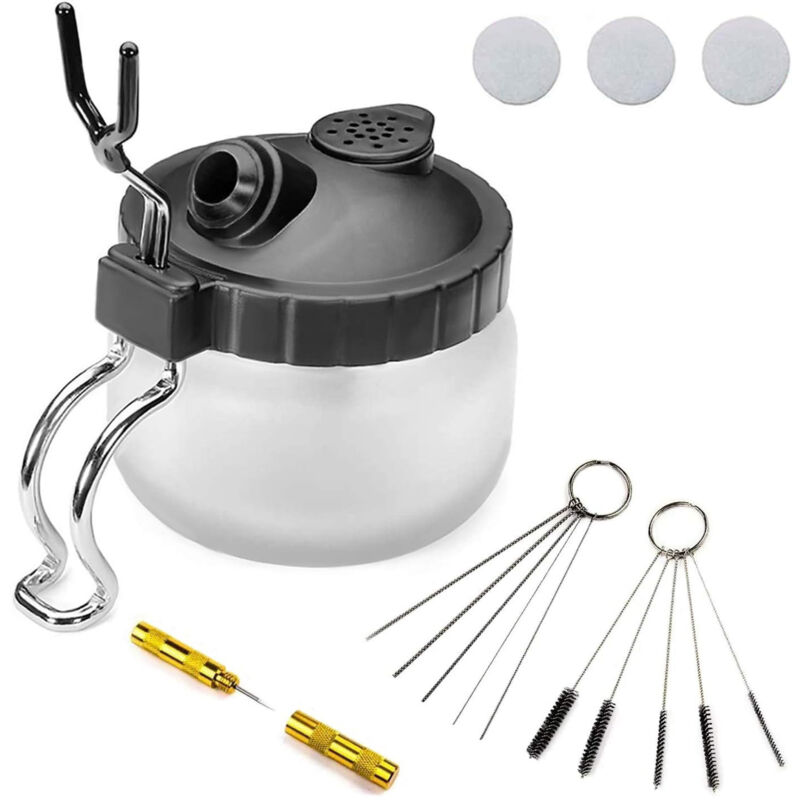 Airbrush-Reinigungsset mit Reinigungsbürsten, Reibahle, Airbrush-Reinigungstopf, - Shining House