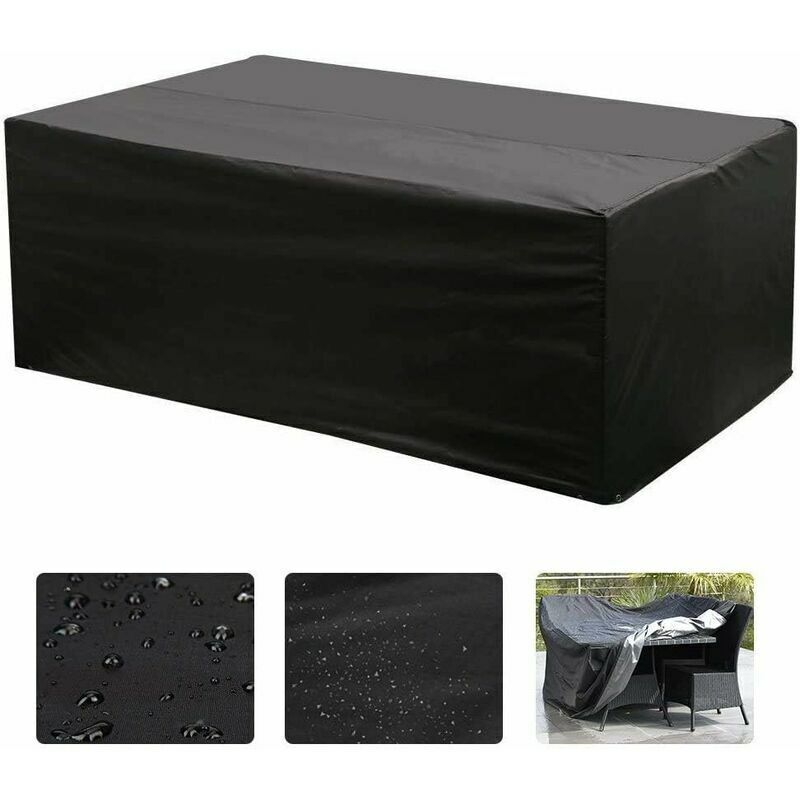 Ausverkauft, Gartenmöbel-Abdeckung, Oxford-Rechtecktisch-Wohnzimmer-Abdeckung für Gartenmöbel, UV-Schutz (schwarz) – 180 x 120 x 74 cm - Shining House