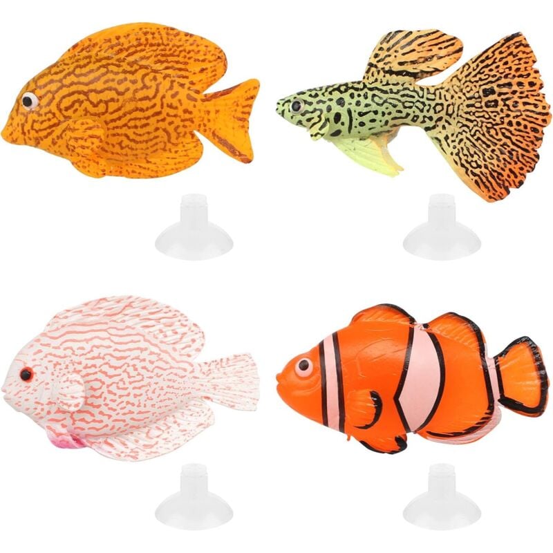 Shining House - Gefälschte Sipcone-Fische, 4 Stück, künstliche Fische für Aquarien, gefälschte tropische Fische, gefälschte dekorative Fische für