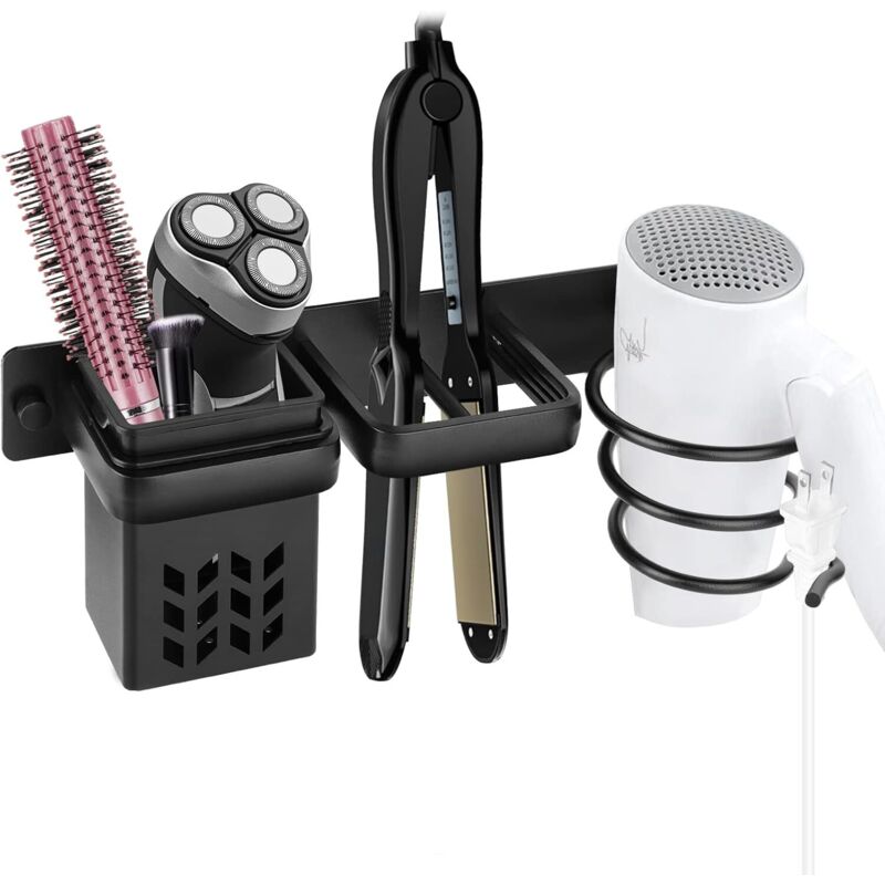 Shining House - Haartrockner-Halter, wandmontierter Haartrockner-Halter, Haartrockner und Glätteisen-Halter zur Aufbewahrung, Haarbürste,