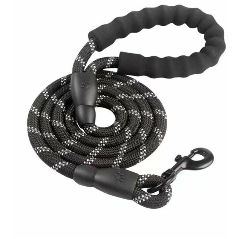 Shining House - Hundeleine, Hundeleine aus Seil mit weich gepolstertem Griff, stark reflektierenden Fäden, Hundekotbeuteln und Spender, 1,5 m lange