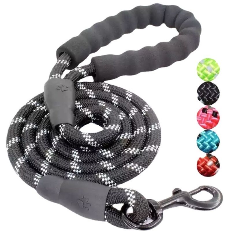 Shining House - Hundeleine, Hundeleine aus Seil mit weich gepolstertem Griff, stark reflektierenden Fäden, Kotbeuteln und Spender für Hunde, 1,5 m,