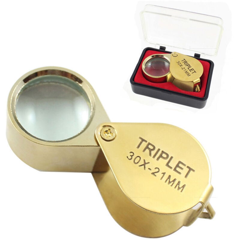SHINING HOUSE Juwelier-Augenlupe, Glaslupe, 30-fache Lupe mit Etui, 30-fache faltbare Taschenlupe, Glas, Botaniker-Lupe, Juwelier-Lupe, 30-fache