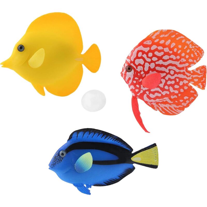SHINING HOUSE Künstlicher schwimmender Fisch, 3 Stück, künstlicher Fisch, Aquarium, leuchtender Fisch, gefälschter Fisch, Simulationsfisch, Aquarium,