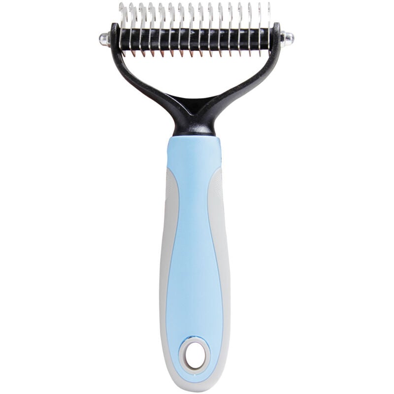 Shining House - Langhaarige Hunde- und Katzenbürste zur Pflege und Pflege all Ihrer Tiere. Mit doppelten Abwickelmessern, blau, 179cm