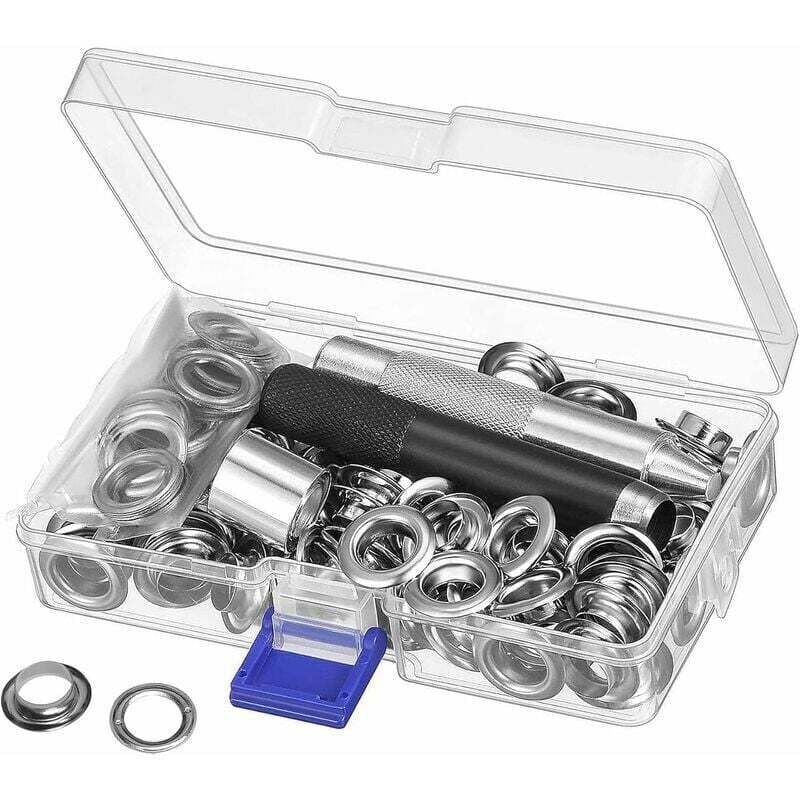 Sen-Set, Werkzeuge, 12 mm Metall-Ösen-Sets, 100 Set Ösen-Set, Ösen-Set für die Reparatur von Segeltuchplanen, Zelten, Silber (1/2 Zoll) - Shining