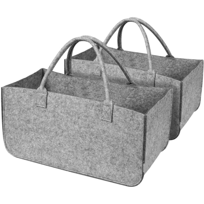 Shining House - Rare Pearl 2-teiliges Kaminholz-Aufbewahrungs-Organizer-Set, Brennholz-Aufbewahrungstasche, graue Brennholz-Geldbörse