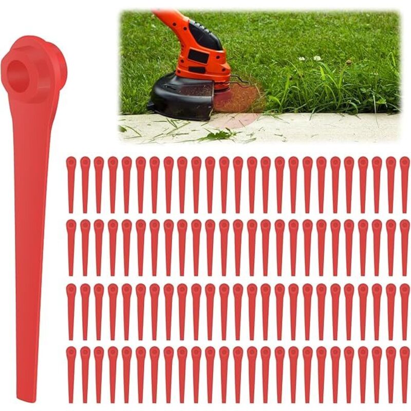 Rasenmäher-Klingen, 100 Stück, Rasentrimmer-Klingen für Garten-Rasenmäher-Zubehör, Kunststoff-Rasen-Ersatzklingen, Freischneider-Klingen für Garten