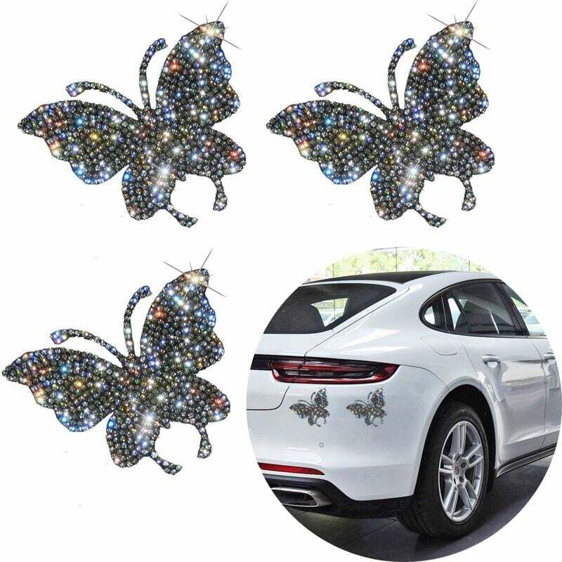 Shining House - Stück Kristall-Autoaufkleber, Bling-Schmetterling-Kristall-Strass-Autoaufkleber, Bling-Schmetterling-Autodekorationen, Strass-Zubehör