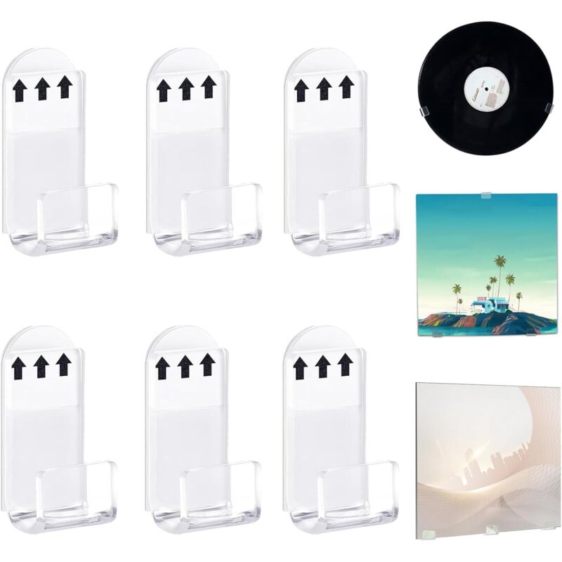 Shining House - Stück Vinyl-Wandaufhänger, Wand-Vinyl-Halter, Vinyl-Schallplatten-Wand-Display-Halter ohne Schrauben, selbstklebender transparenter