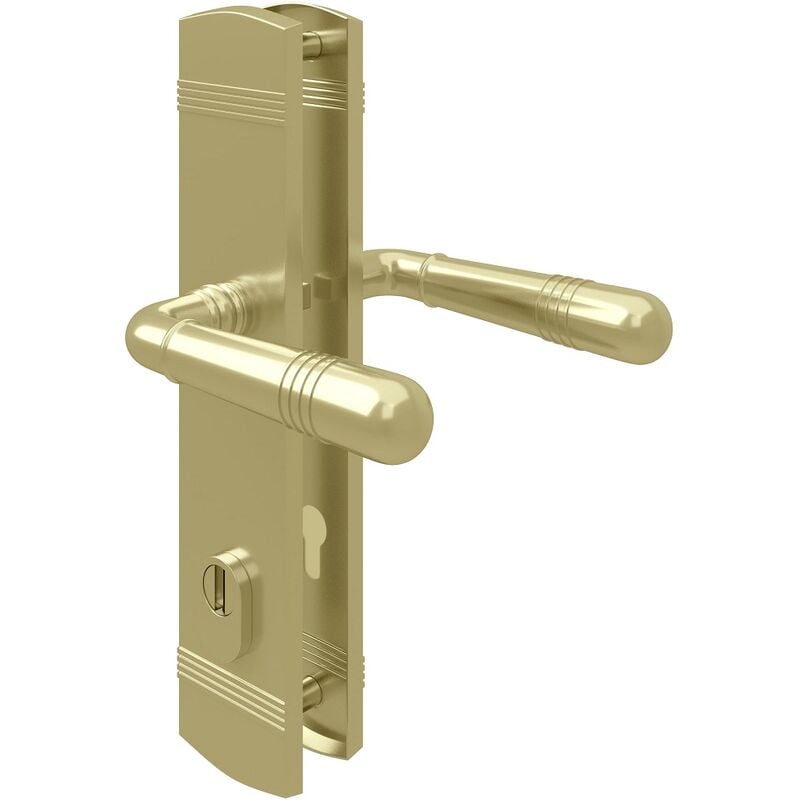 Ms Beschläge - Sicherheits- Türbeschlag Schutzbeschlag Messing Optik Drücker / Drücker din 8/72