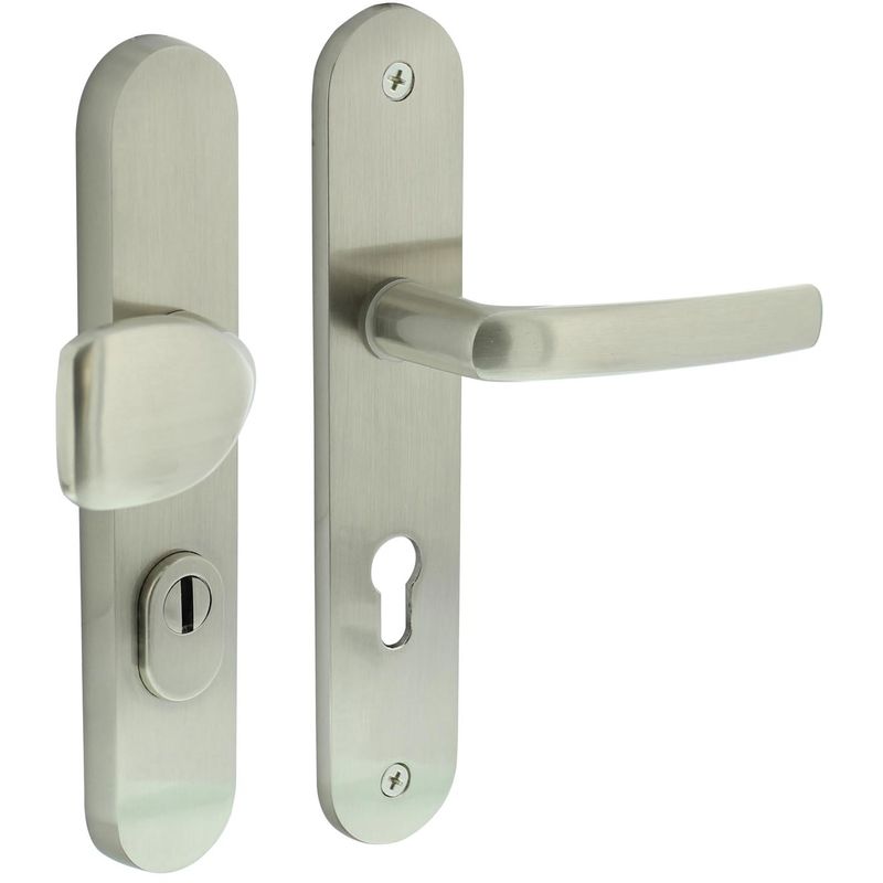 Sicherheitsbeschlag Schutzbeschlag PZ-Lochung Knopf-Drücker Türbeschlag Drücker Edelstahl Optik din 10/92