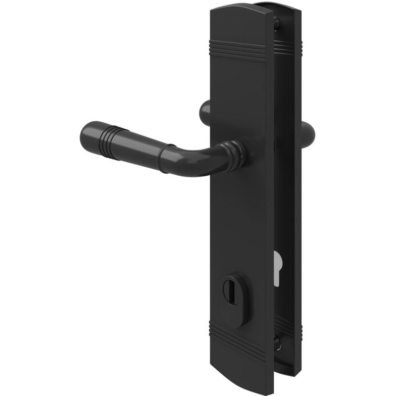 Ms Beschläge - Sicherheitsbeschlag Schwarz matt Kernziehschutz Türbeschlag Türdrücker modern Drücker/Drücker din 10/92