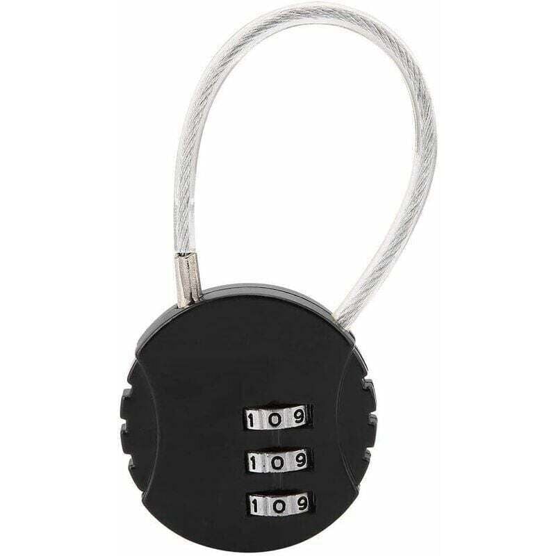 Sicherheitsschloss, Zahlenschloss, Codeschloss, Reiseschloss mit Stahlseil, 3-stelliges Zahlenschloss, Gepäckschloss für Koffer und Rucksäcke,
