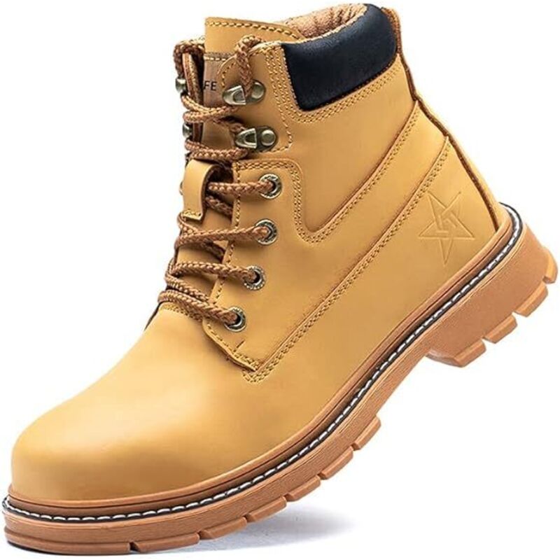 Sicherheitsschuhe für Damen und Herren, wasserdichte Arbeitsstiefel aus Leder, leicht, mit Stahlkappe, unverwüstliche Sicherheitsschuhe,