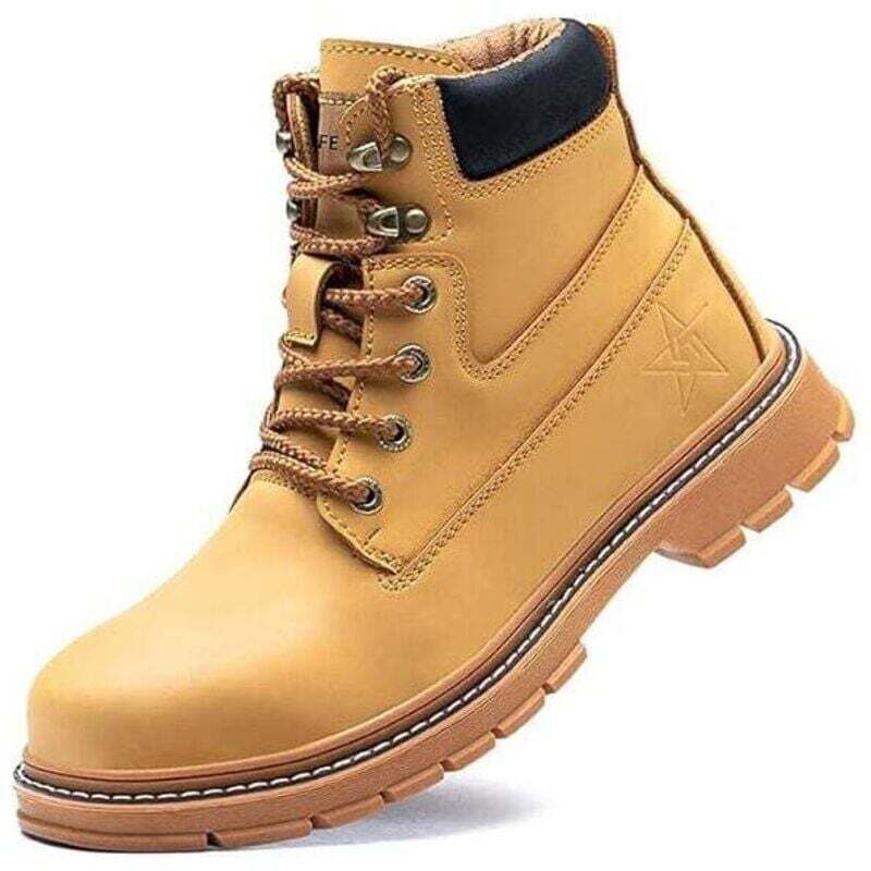 Sicherheitsschuhe für Damen und Herren, wasserdichte Arbeitsstiefel aus Leder, leicht, mit Stahlkappe, unverwüstliche Sicherheitsschuhe,